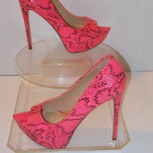 ILLIANA MULTI-COLOR PEEP TOE PUMPS SIZE 10 MEDIUM